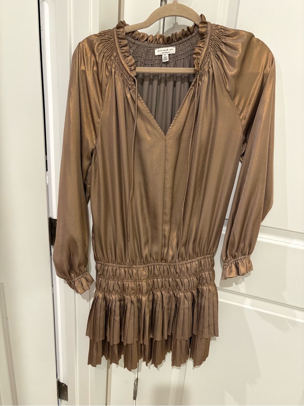 Current Air gold metallic drop waist dress. Small.